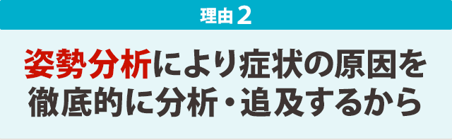 2:姿勢分析により症状の原因を 徹底的に分析・追及するから